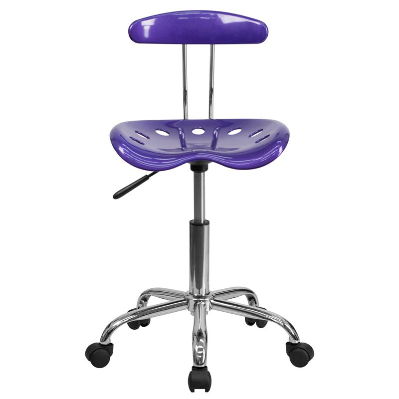 Vibrant Violet and Chrome Swivel Task Office Chair with Tractor Seat. Picture 4