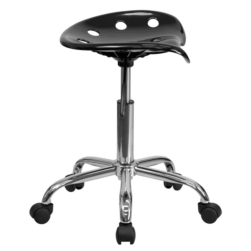 Vibrant Black Tractor Seat and Chrome Stool. Picture 2