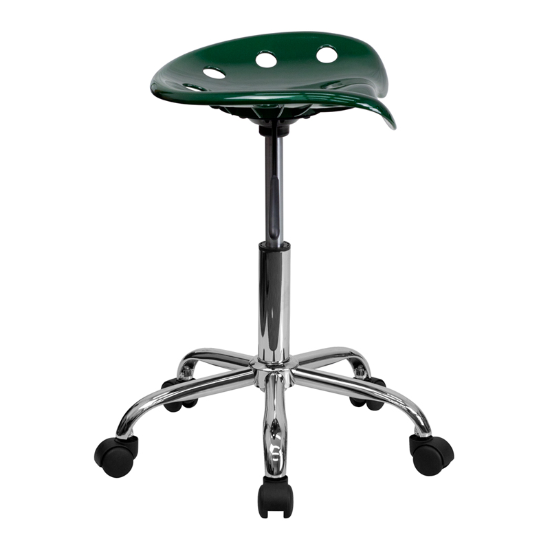 Vibrant Green Tractor Seat and Chrome Stool. Picture 2