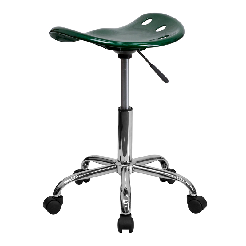 Vibrant Green Tractor Seat and Chrome Stool. Picture 3
