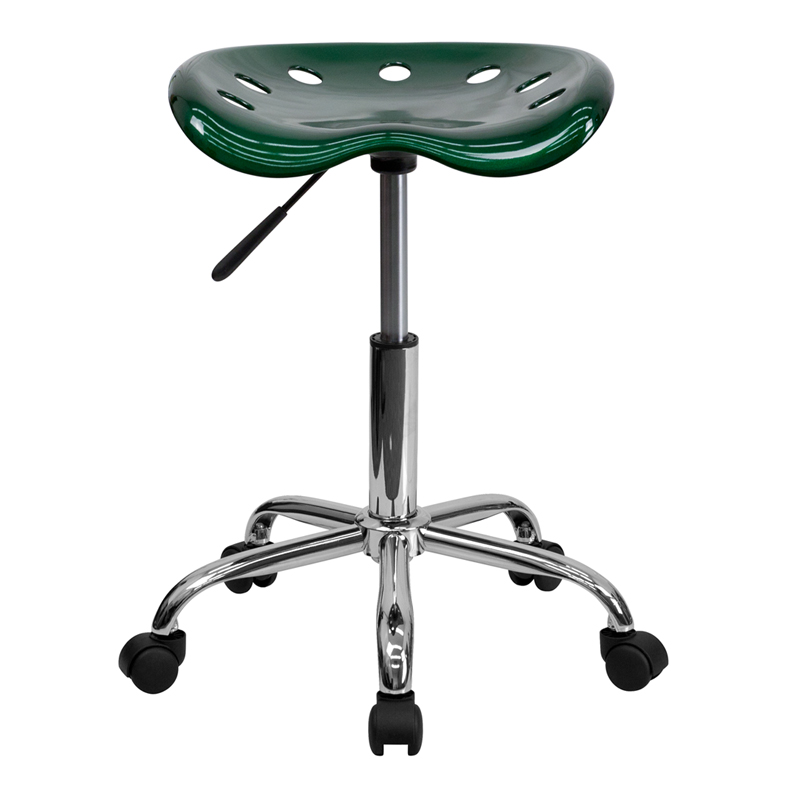 Vibrant Green Tractor Seat and Chrome Stool. Picture 4