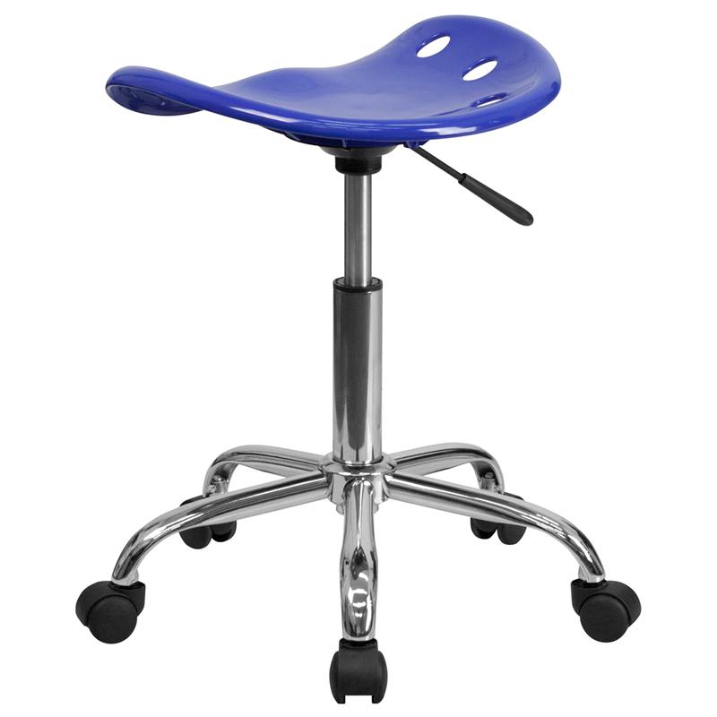 Vibrant Nautical Blue Tractor Seat and Chrome Stool. Picture 3