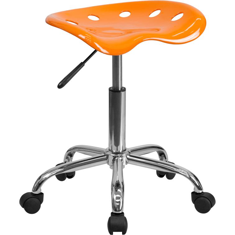 Vibrant Orange Tractor Seat and Chrome Stool. Picture 1