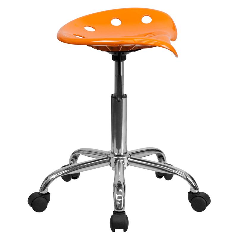 Vibrant Orange Tractor Seat and Chrome Stool. Picture 2