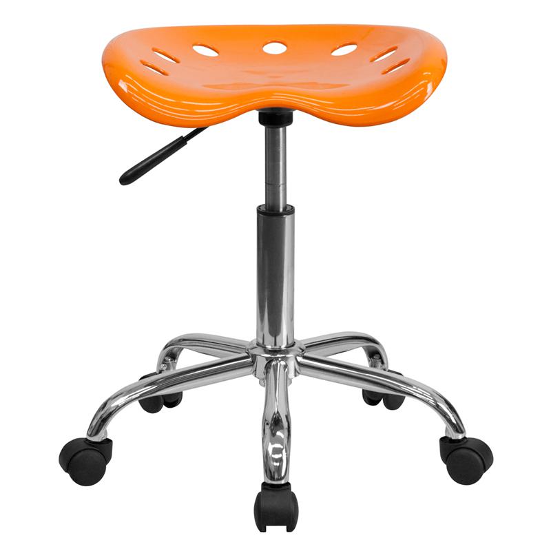 Vibrant Orange Tractor Seat and Chrome Stool. Picture 4