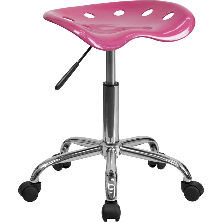 Vibrant Pink Tractor Seat and Chrome Stool. The main picture.