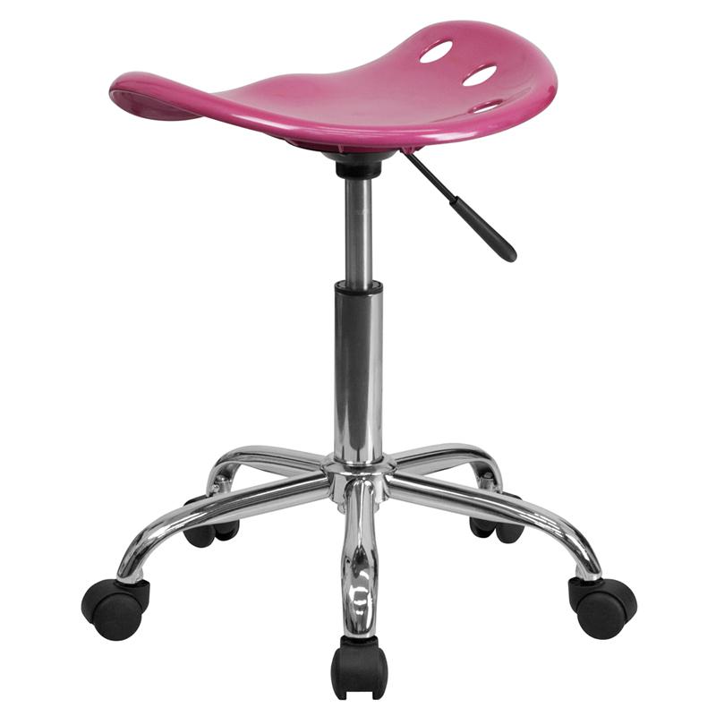 Vibrant Pink Tractor Seat and Chrome Stool. Picture 3