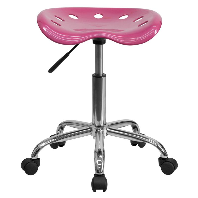 Vibrant Pink Tractor Seat and Chrome Stool. Picture 4
