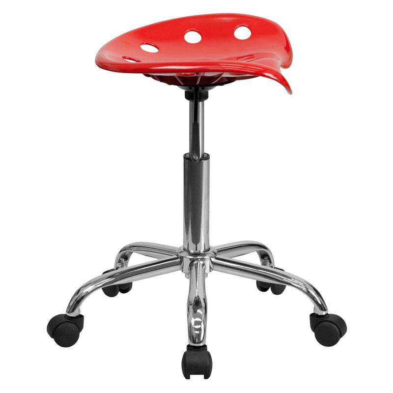 Vibrant Red Tractor Seat and Chrome Stool. Picture 2
