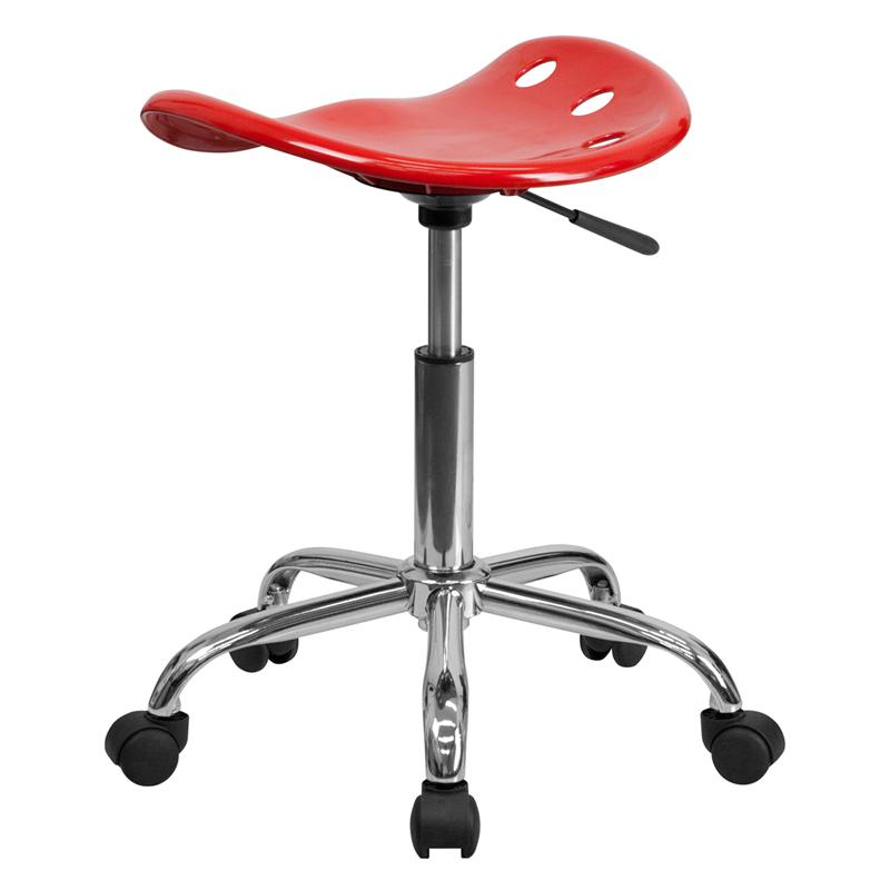 Vibrant Red Tractor Seat and Chrome Stool. Picture 3