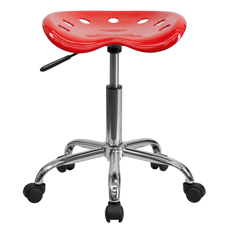 Vibrant Red Tractor Seat and Chrome Stool. Picture 4