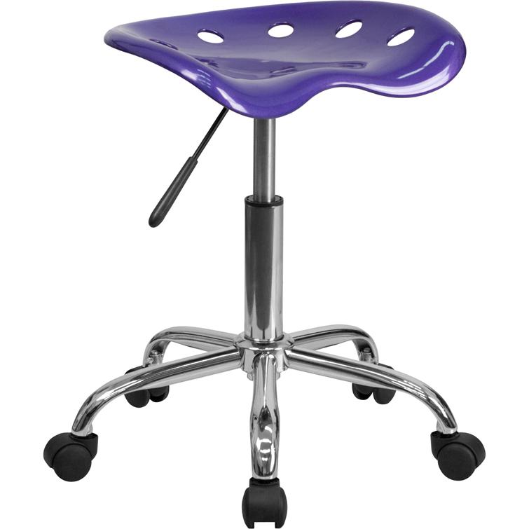 Vibrant Violet Tractor Seat and Chrome Stool. Picture 1