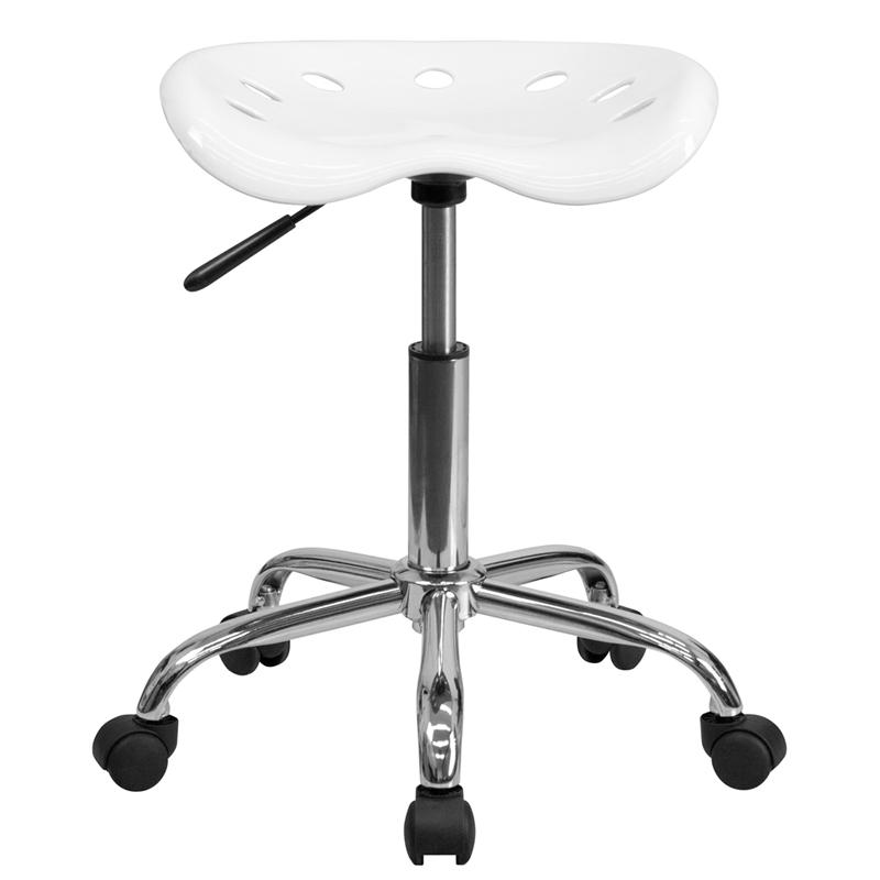 Vibrant White Tractor Seat and Chrome Stool. Picture 4