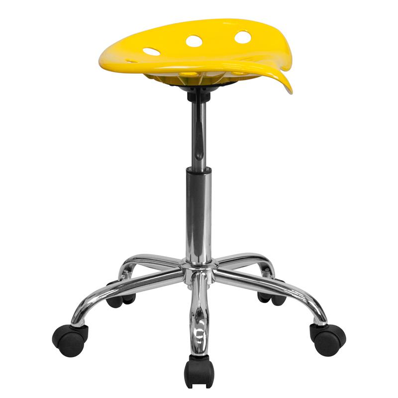 Vibrant Yellow Tractor Seat and Chrome Stool. Picture 2
