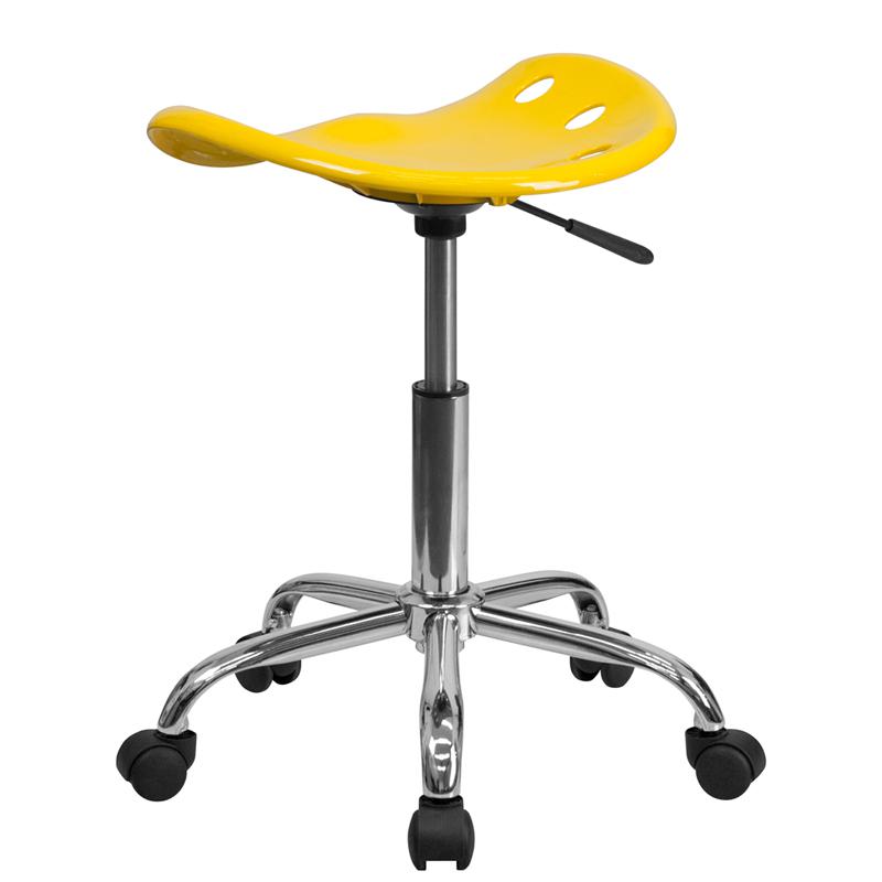 Vibrant Yellow Tractor Seat and Chrome Stool. Picture 3