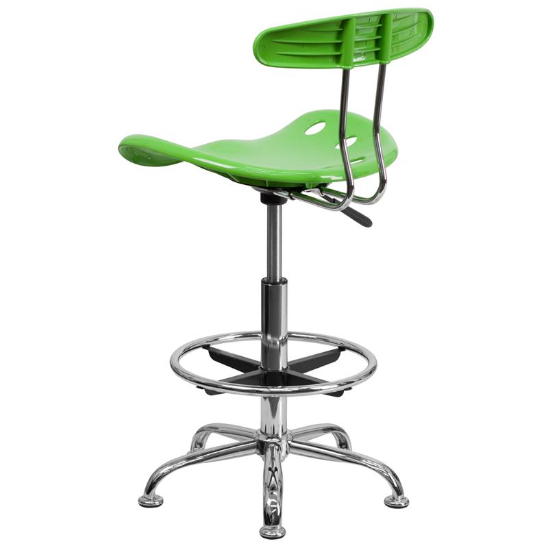 Vibrant Apple Green and Chrome Drafting Stool with Tractor Seat. Picture 3
