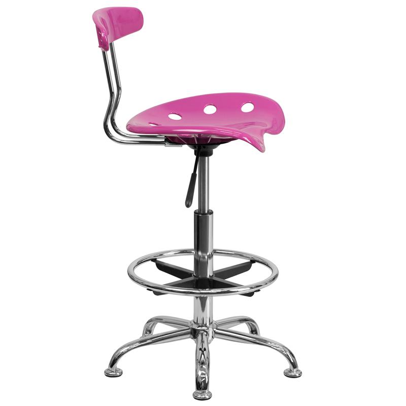 Vibrant Candy Heart and Chrome Drafting Stool with Tractor Seat. Picture 2