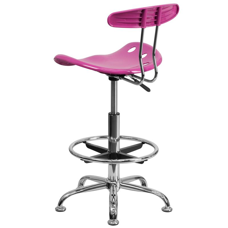 Vibrant Candy Heart and Chrome Drafting Stool with Tractor Seat. Picture 3