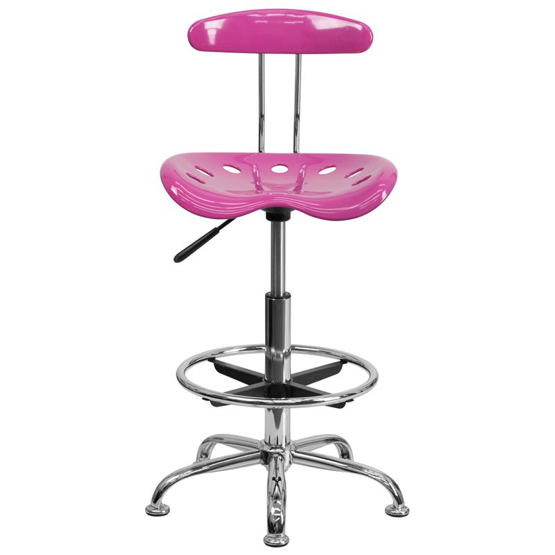 Vibrant Candy Heart and Chrome Drafting Stool with Tractor Seat. Picture 4