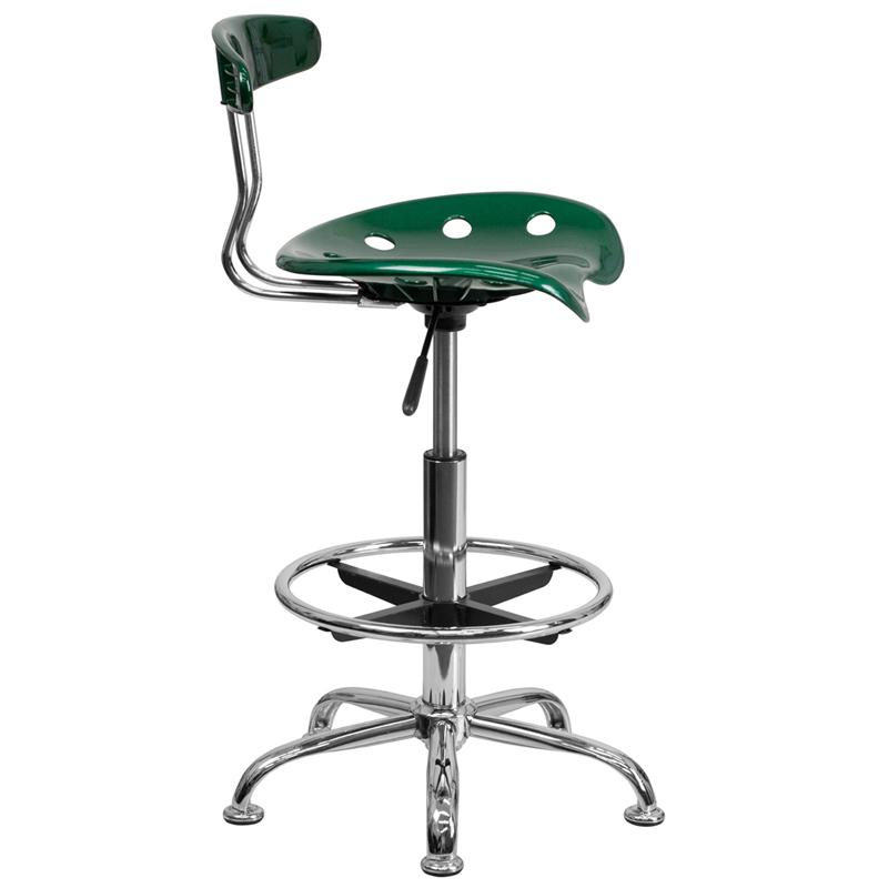 Vibrant Green and Chrome Drafting Stool with Tractor Seat. Picture 2