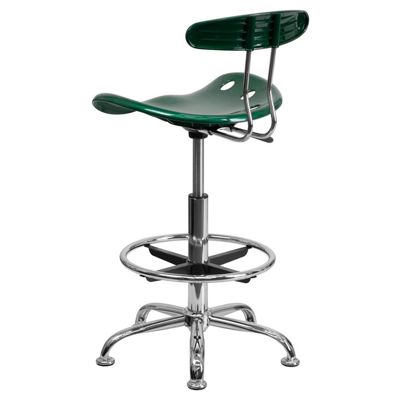 Vibrant Green and Chrome Drafting Stool with Tractor Seat. Picture 3