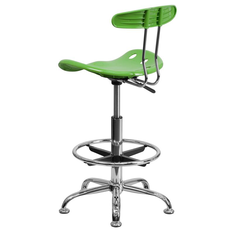Vibrant Spicy Lime and Chrome Drafting Stool with Tractor Seat. Picture 3