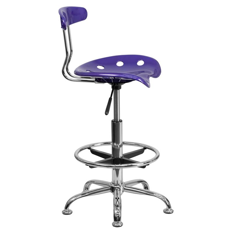 Vibrant Violet and Chrome Drafting Stool with Tractor Seat. Picture 2