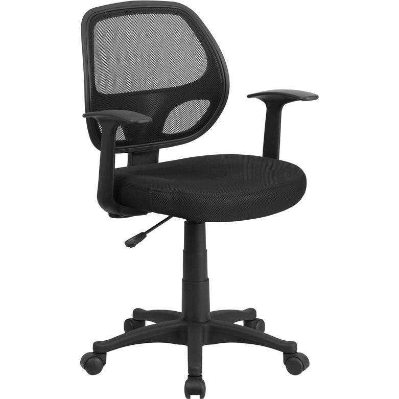 Mid-Back Black Mesh Swivel Ergonomic Task Office Chair with T-Arms - Desk Chair, BIFMA Certified. Picture 1