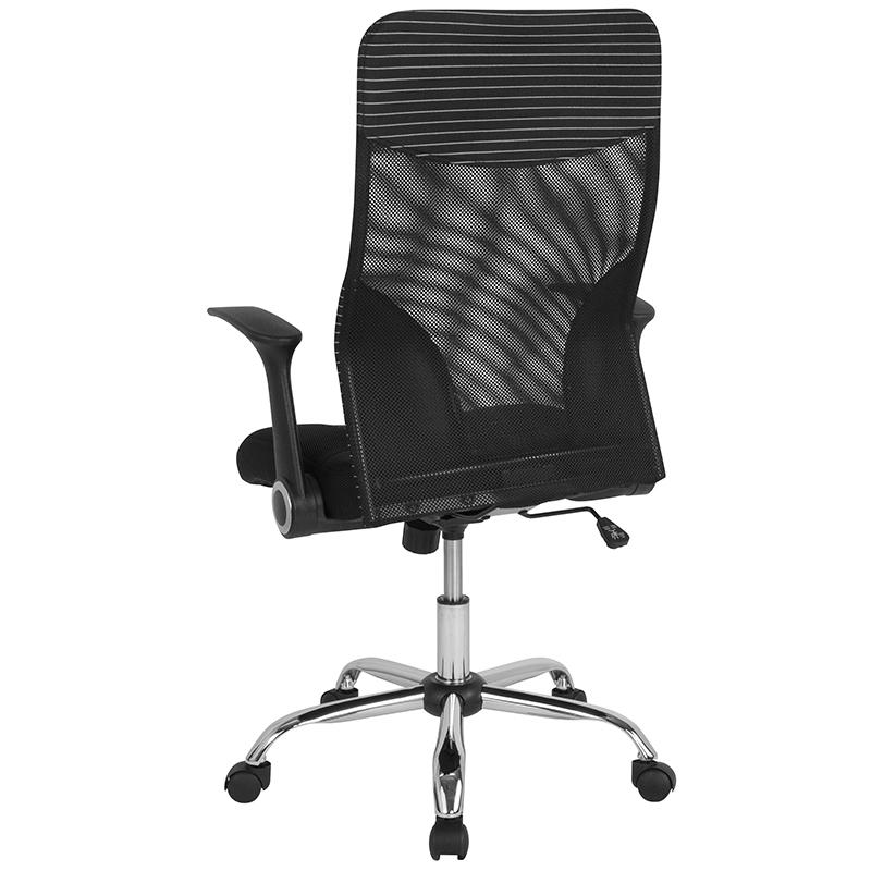 High Back Office Chair with Contemporary Mesh Design in Black and White. Picture 3