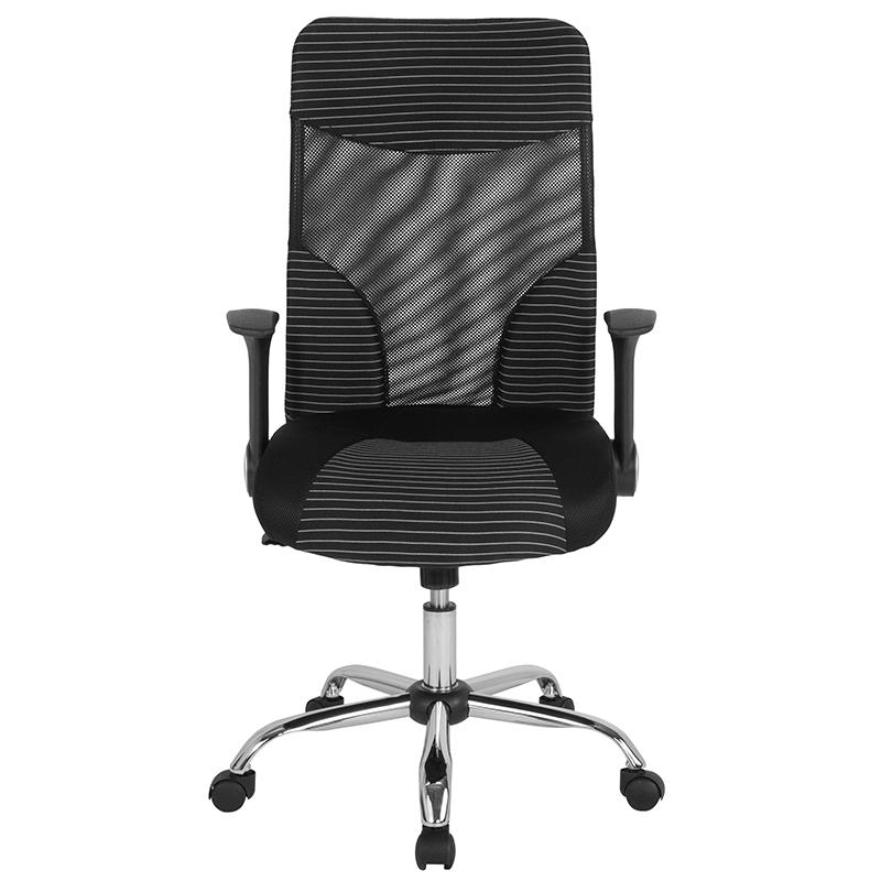 High Back Office Chair with Contemporary Mesh Design in Black and White. Picture 4