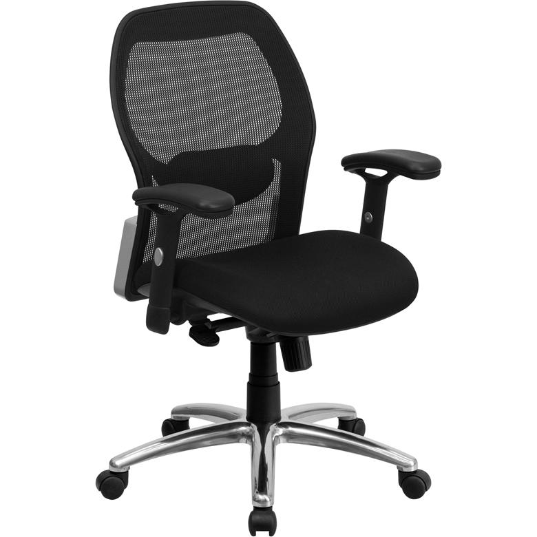 Mid-Back Black Super Mesh Executive Swivel Office Chair with Knee Tilt Control and Adjustable Lumbar & Arms. The main picture.