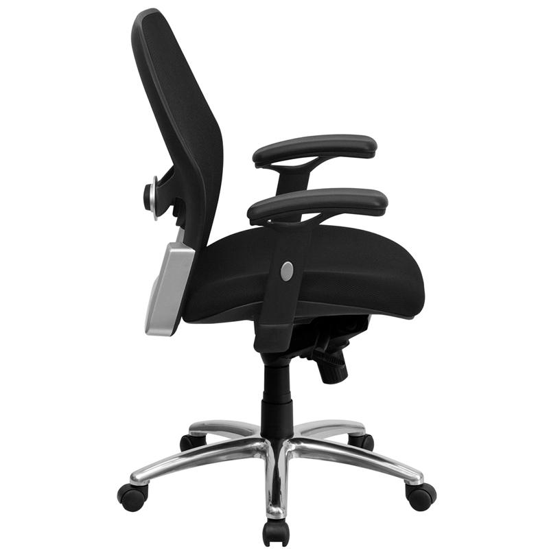 Mid-Back Black Super Mesh Executive Swivel Office Chair with Knee Tilt Control and Adjustable Lumbar & Arms. Picture 2