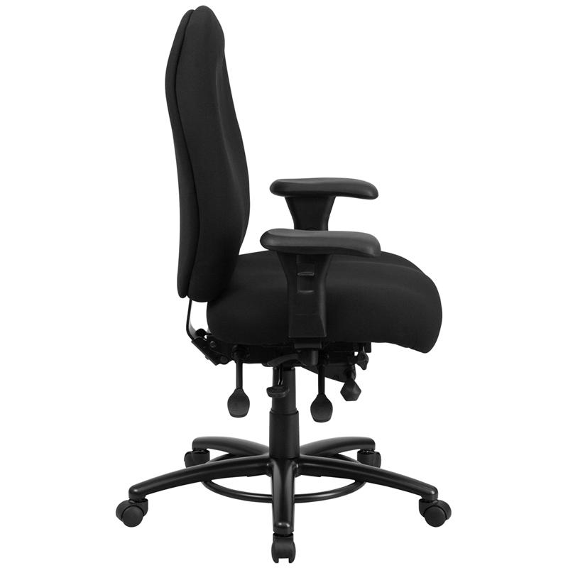 HERCULES Series 24/7 Intensive Use Big & Tall 350 lb. Rated Black Fabric Multifunction Ergonomic Office Chair - Foot Ring. Picture 2