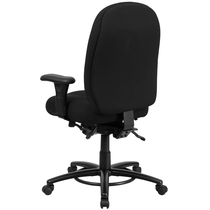 HERCULES Series 24/7 Intensive Use Big & Tall 350 lb. Rated Black Fabric Multifunction Ergonomic Office Chair - Foot Ring. Picture 3