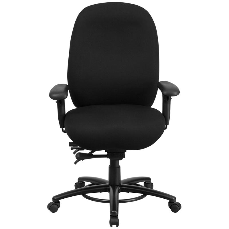 HERCULES Series 24/7 Intensive Use Big & Tall 350 lb. Rated Black Fabric Multifunction Ergonomic Office Chair - Foot Ring. Picture 4