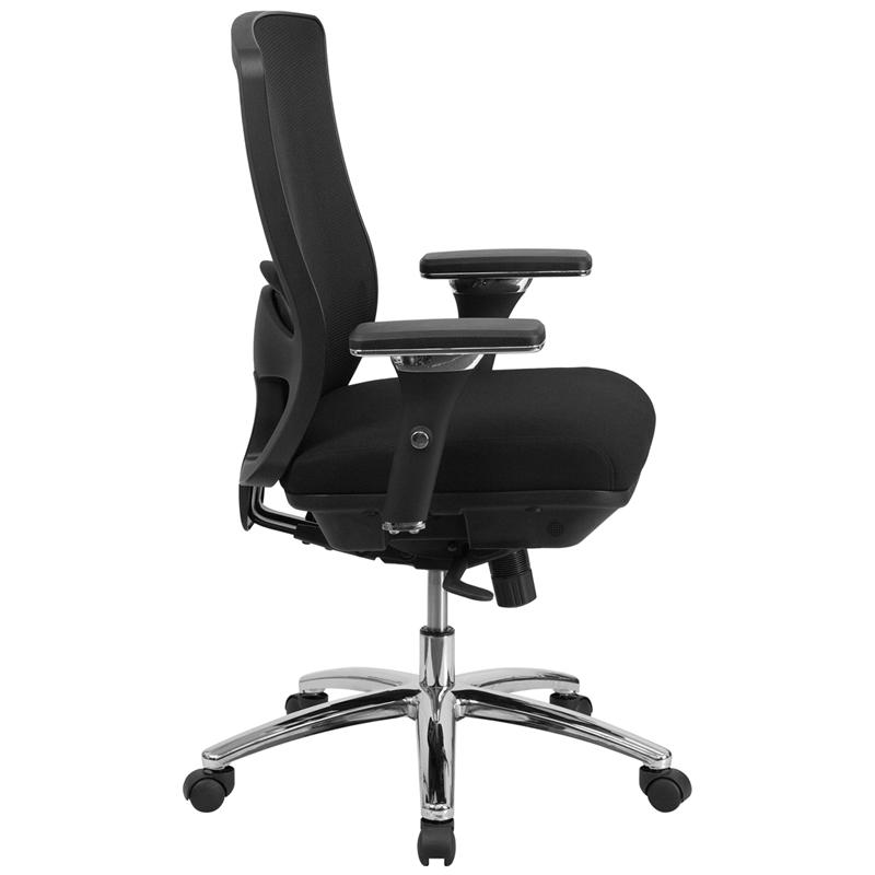 24/7 Intensive Use 350 lb. Rated Black Mesh Multifunction Swivel Office Chair. Picture 2