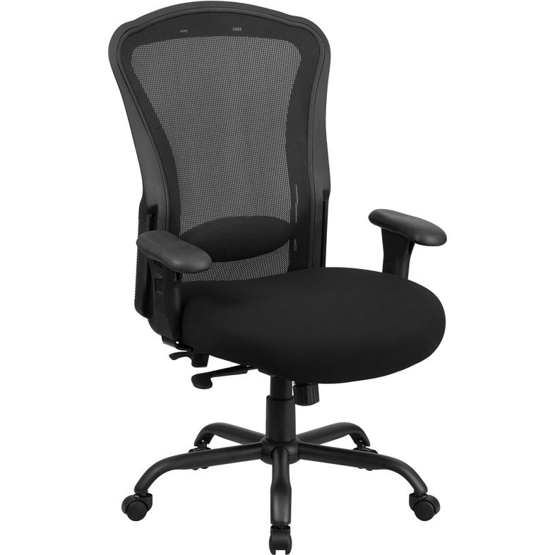 HERCULES Series 24/7 Intensive Use Big & Tall 400 lb. Rated Black Mesh Multifunction Synchro-Tilt Ergonomic Office Chair. Picture 1
