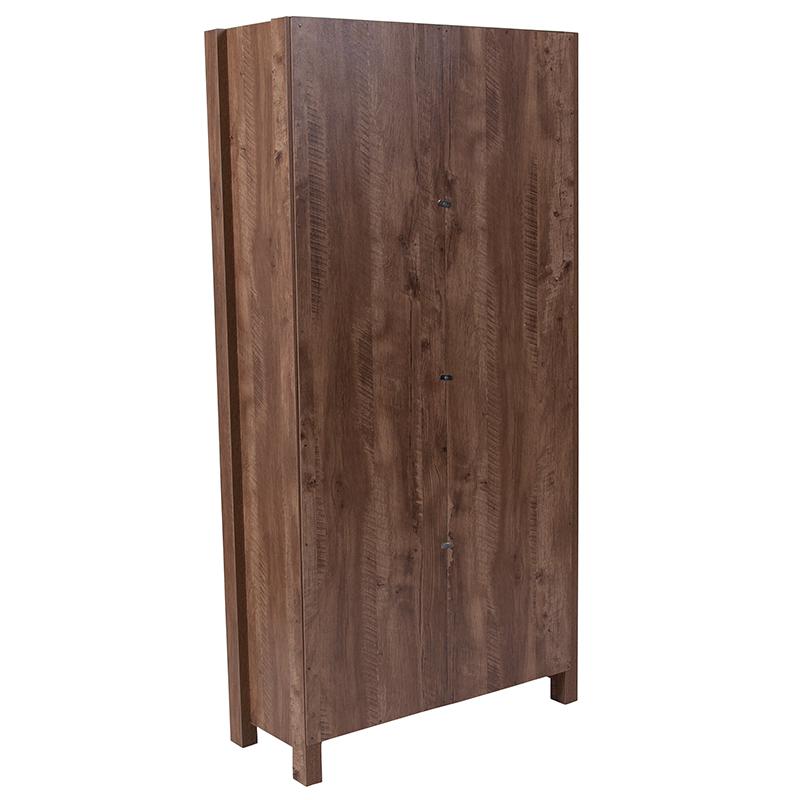 New Lancaster Collection 59.5"H 6 Cube Storage Organizer Bookcase with Metal Cabinet Doors in Crosscut Oak Wood Grain Finish. Picture 4