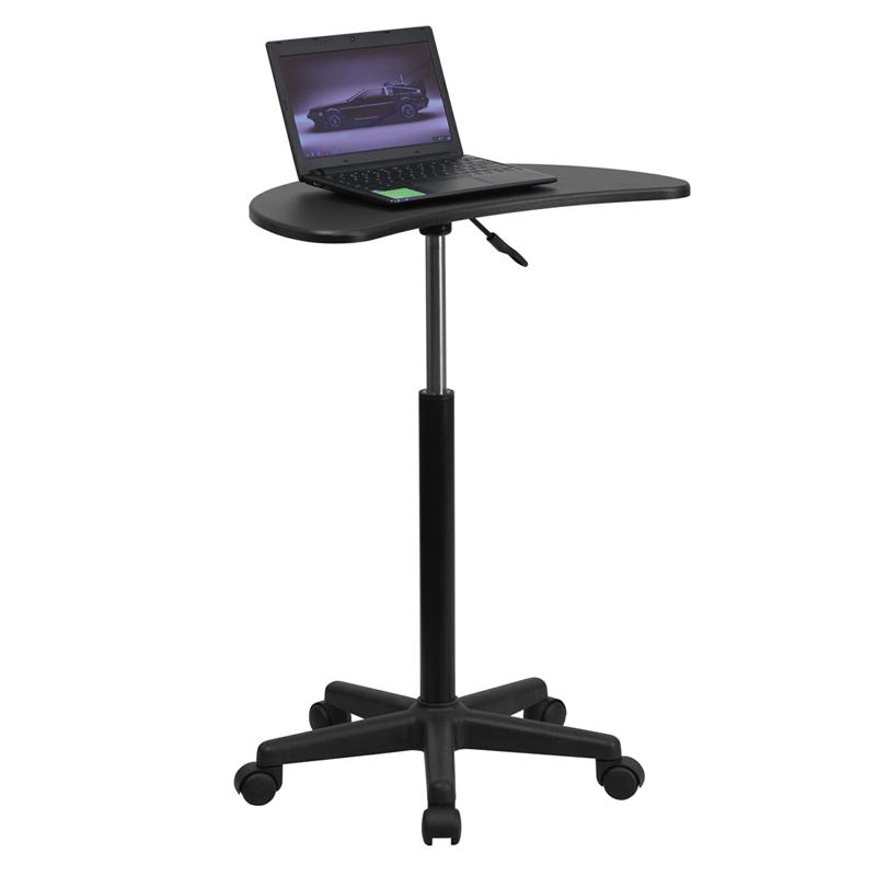 Black Sit to Stand Mobile Laptop Computer Desk. The main picture.