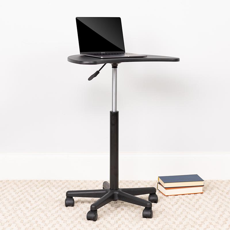 Black Sit to Stand Mobile Laptop Computer Desk. Picture 3