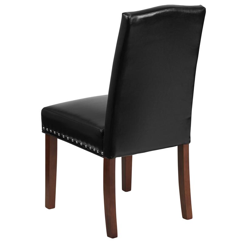 Hampton Hill Black LeatherSoft Parsons Chair with Silver Accent Nail Trim. Picture 3