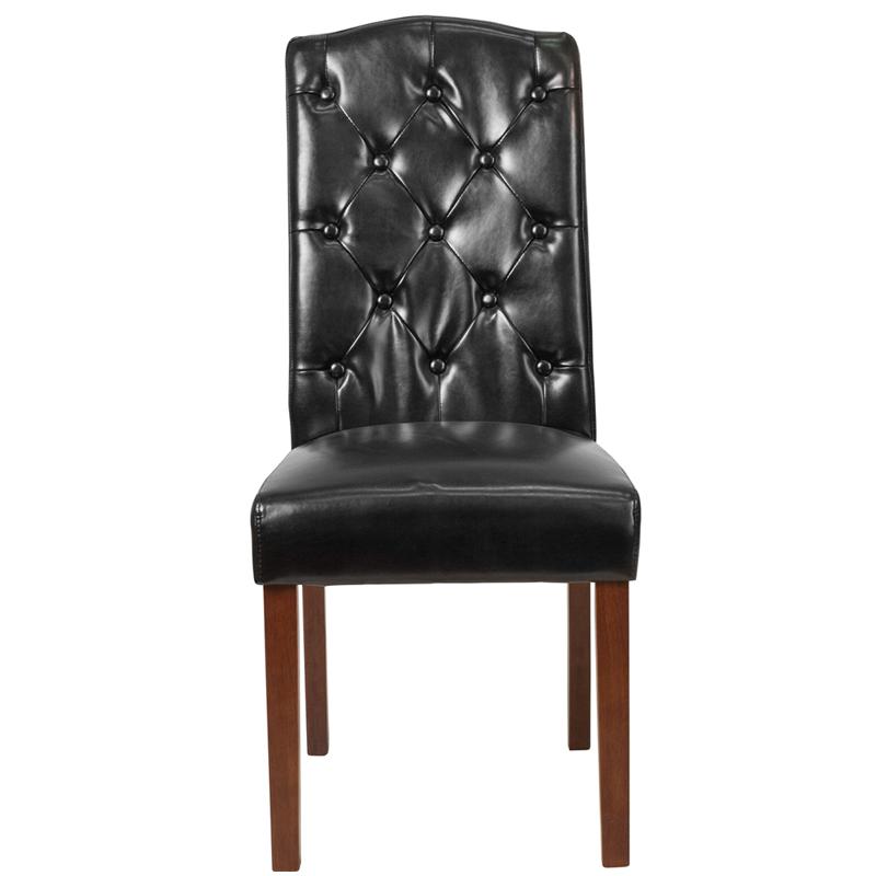 HERCULES Grove Park Series Black LeatherSoft Tufted Parsons Chair. Picture 4