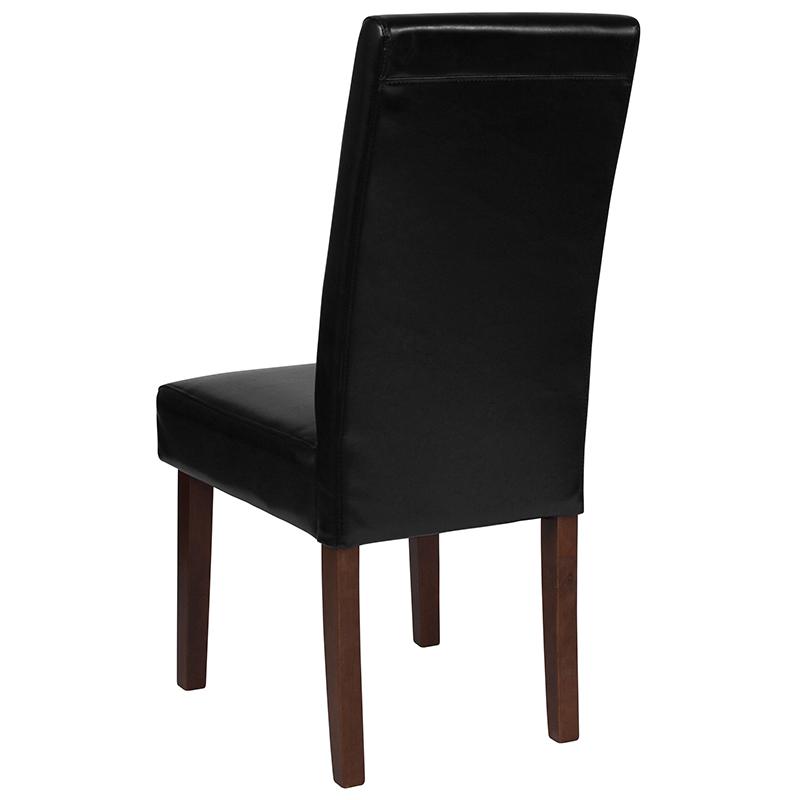 Black LeatherSoft Upholstered Panel Back Mid-Century Parsons Dining Chair. Picture 3