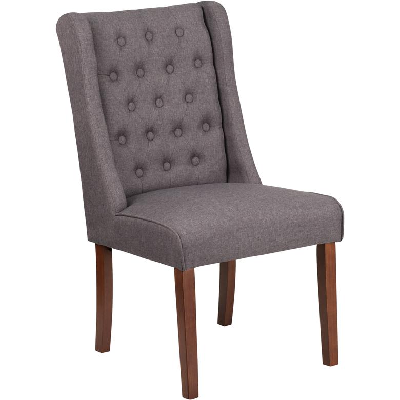 Preston Gray Fabric Tufted Parsons Chair. Picture 1