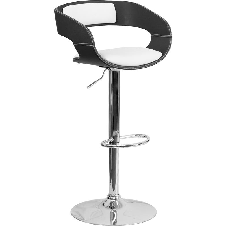 Bentwood Two Tone Black & White Vinyl Adjustable Height Barstool. The main picture.