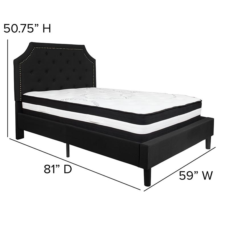 Full Size Platform Bed in Black Fabric with Pocket Spring Mattress. Picture 4