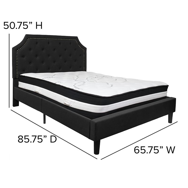 Queen Size Platform Bed in Black Fabric with Pocket Spring Mattress. Picture 4