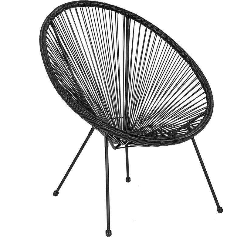 Valencia Oval Comfort Series Take Ten Black Papasan Lounge Chair. Picture 1