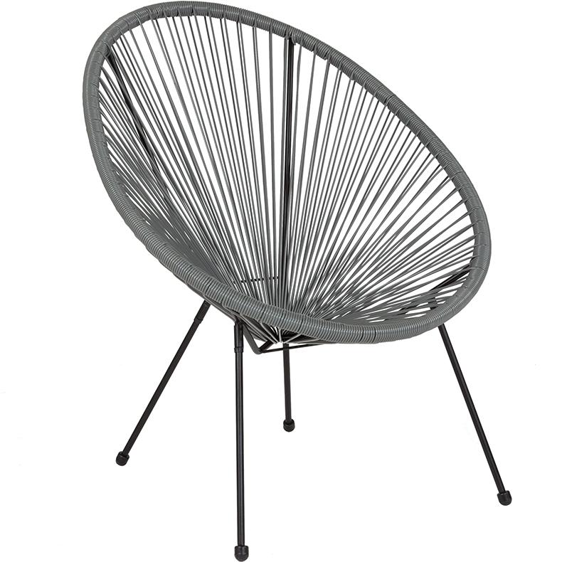 Oval Comfort Take Ten Grey Papasan Lounge Chair. Picture 1