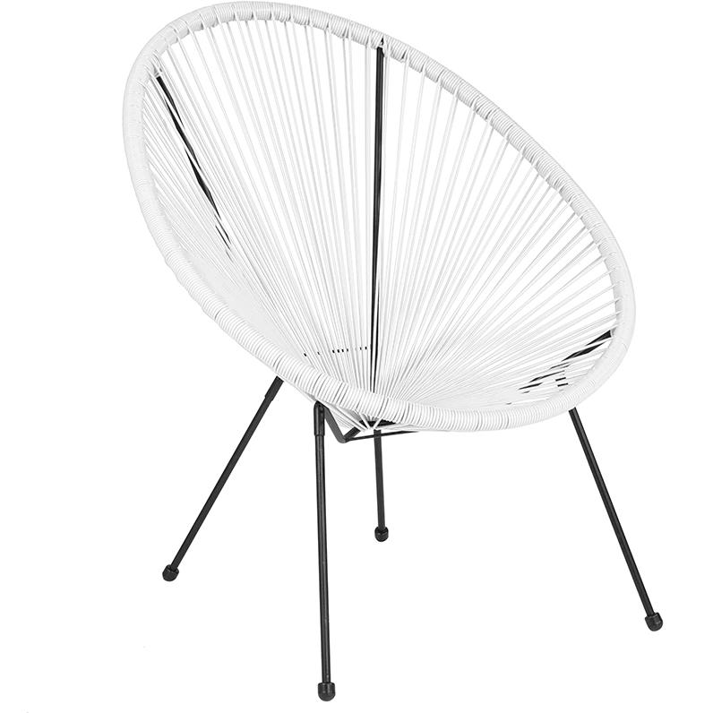 Oval Comfort Take Ten White Papasan Lounge Chair. Picture 1